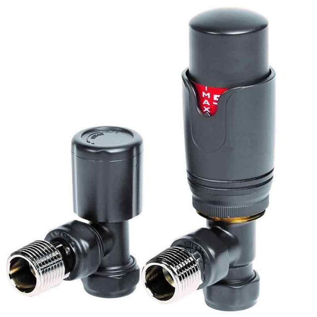 Towelrads Angled TRV Radiator Valve and Lockshield - Anthracite - 125025