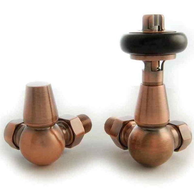 Towelrads Corner Manual Valve & Lockshield - Antique Copper - 129051