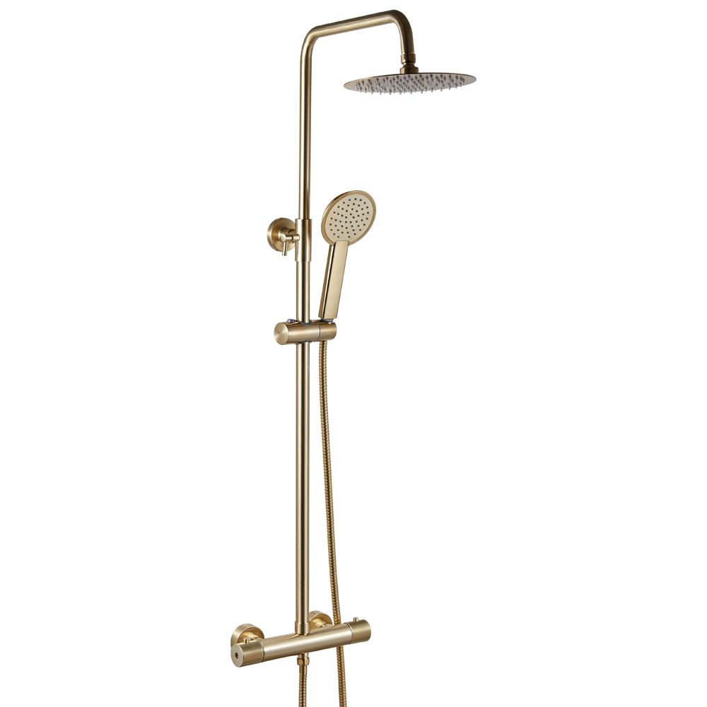 Brushed Brass Rigid Riser Mixer Shower - Adis
