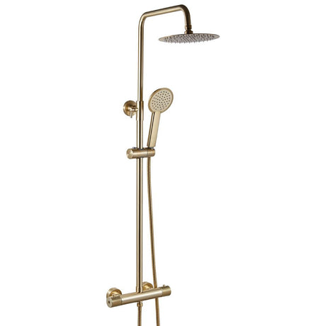 Brushed Brass Rigid Riser Mixer Shower - Adis