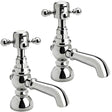 Chrome Basin Pillar Taps (Pair) With Round Crosshead Handles - Asis
