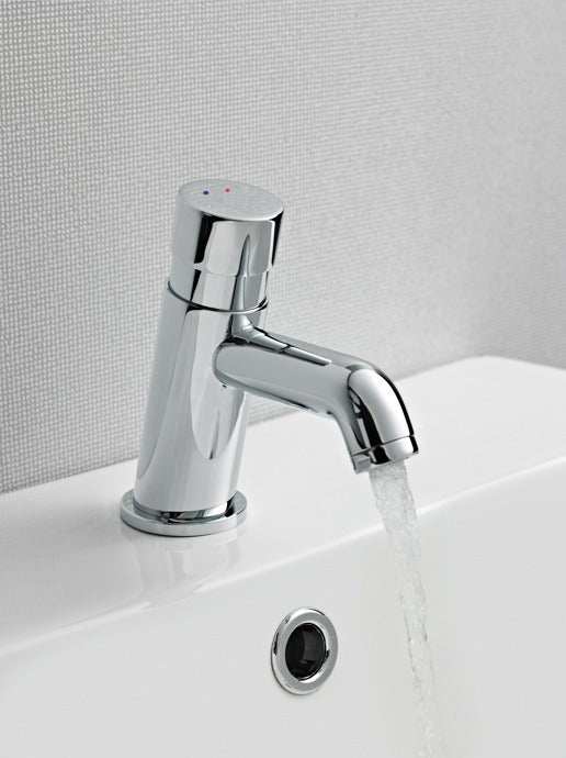 Nuie Non-Concussive Self Closing Mono Basin Mixer Tap - Chrome - TWS00