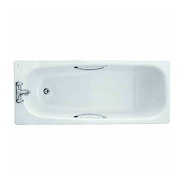 Twyford Neptune Bath 2 Tap Slip Resist with Grips 1700×700 - White - NE9572WH - TAP 'N' SHOWER