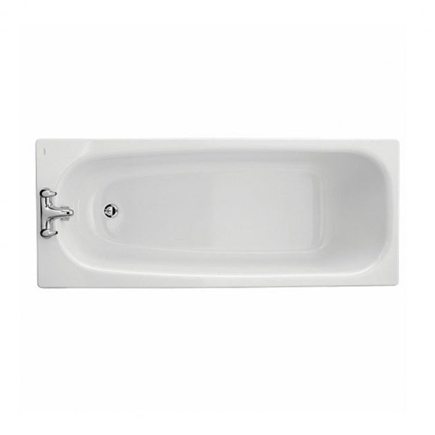 Twyford Neptune Bath 2 Tap Plain No Grips 1700×700 - White - NE9502WH - TAP 'N' SHOWER