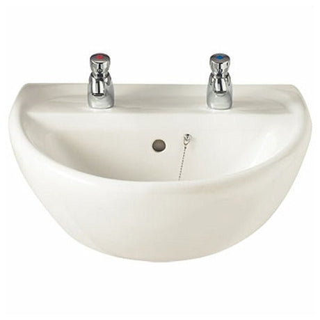 Twyford Sola 2 Tap Washbasin 500×400 - White - SA4212WH - TAP 'N' SHOWER