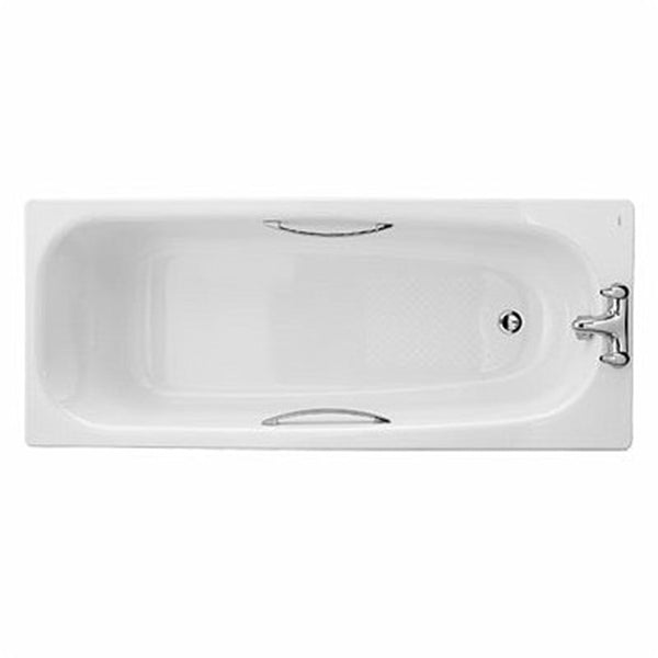 Twyford Shallow Bath 2 Tap Slip Resist with Grips 1500×700 - White - SB1372WH