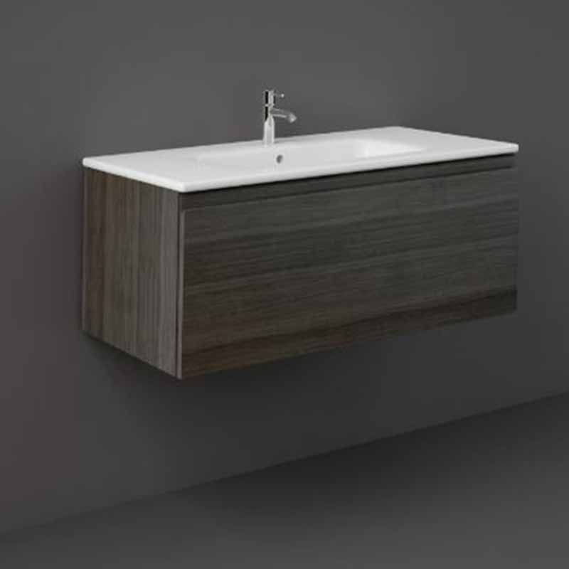 Rak Joy Uno Wall Hung Vanity Unit 1000mm - Moka Walnut - UNOWH100MOK