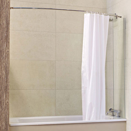 Roman Lumin8 243-257mm x 1500mm High Mini Fixed Bath Screen with Curtain Rail - V8CC213S