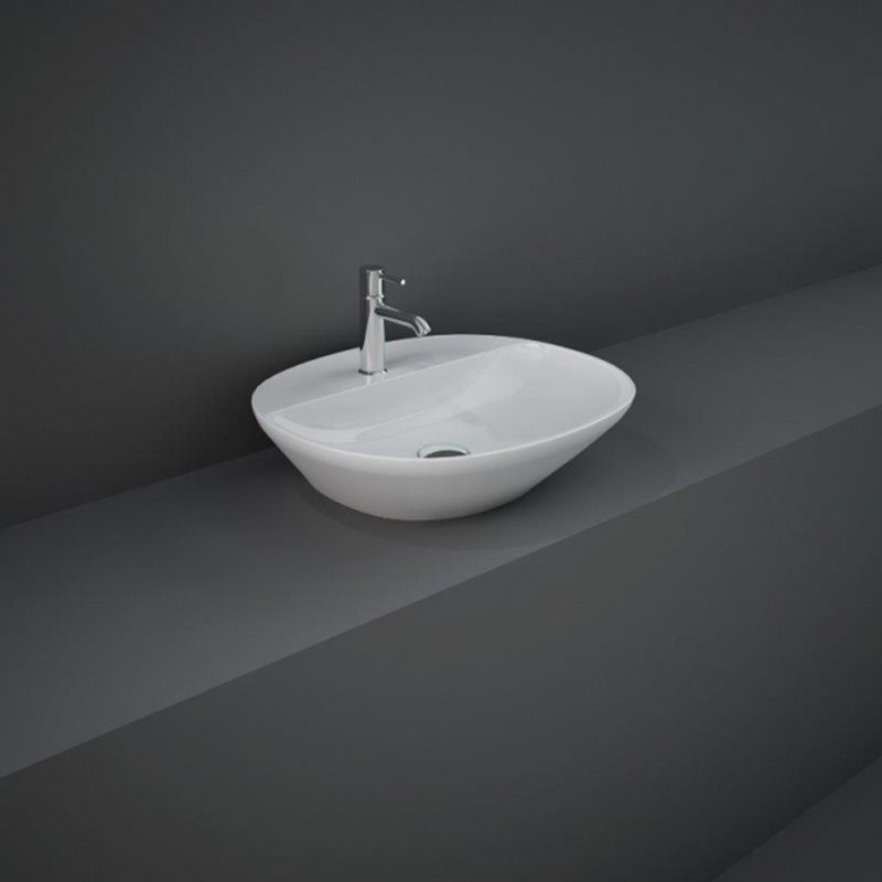 RAK Variant Oval Counter Top Wash Basin 1TH with Tap Ledge 500mm - Alpine White - VARCT25001AWHA