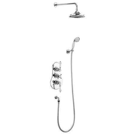 Burlington Severn Chrome Thermostatic Concealed Shower Valve Dual Outlet & Fixed Shower Arm - VF3S
