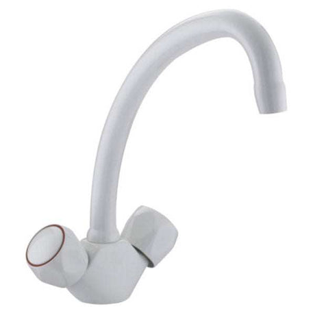 Bristan Value Club  Dual Handle Budget Mono Kitchen Sink Mixer Tap - White - VAC BSNK WHT
