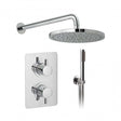 Vado 2 Handle 2 Outlet concealed thermostatic chrome shower valve package with overhead shower and handheld spray