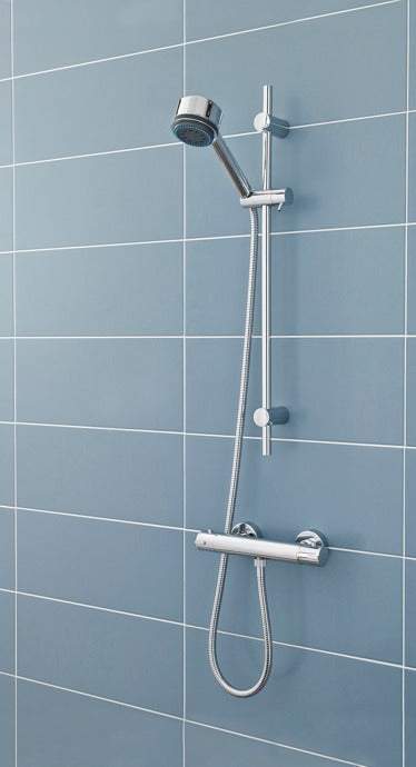 Nuie Bottom Outlet Minimalist Thermostatic Bar Shower Valve- Chrome - VBS009