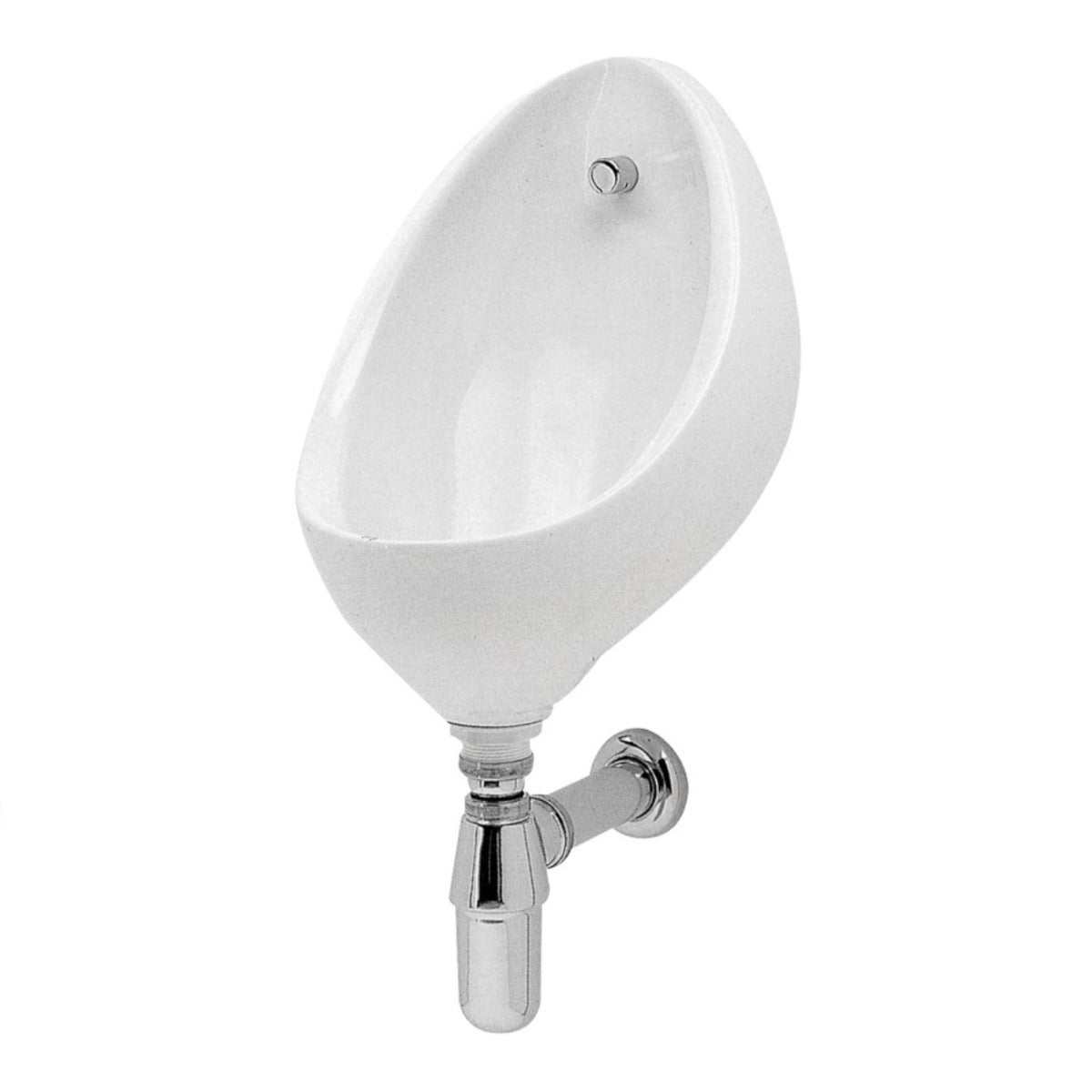 Twyford Clifton Urinal in white with compact design and chrome flush pipe, ideal for modern washrooms.