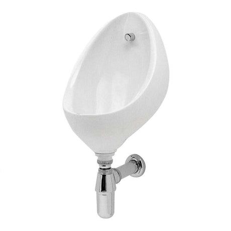 Twyford Clifton Urinal in white with compact design and chrome flush pipe, ideal for modern washrooms.