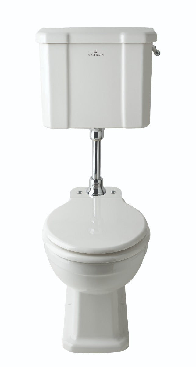 Launde Abbey Victrion Pan with Mid Level Cistern and Pipe - White