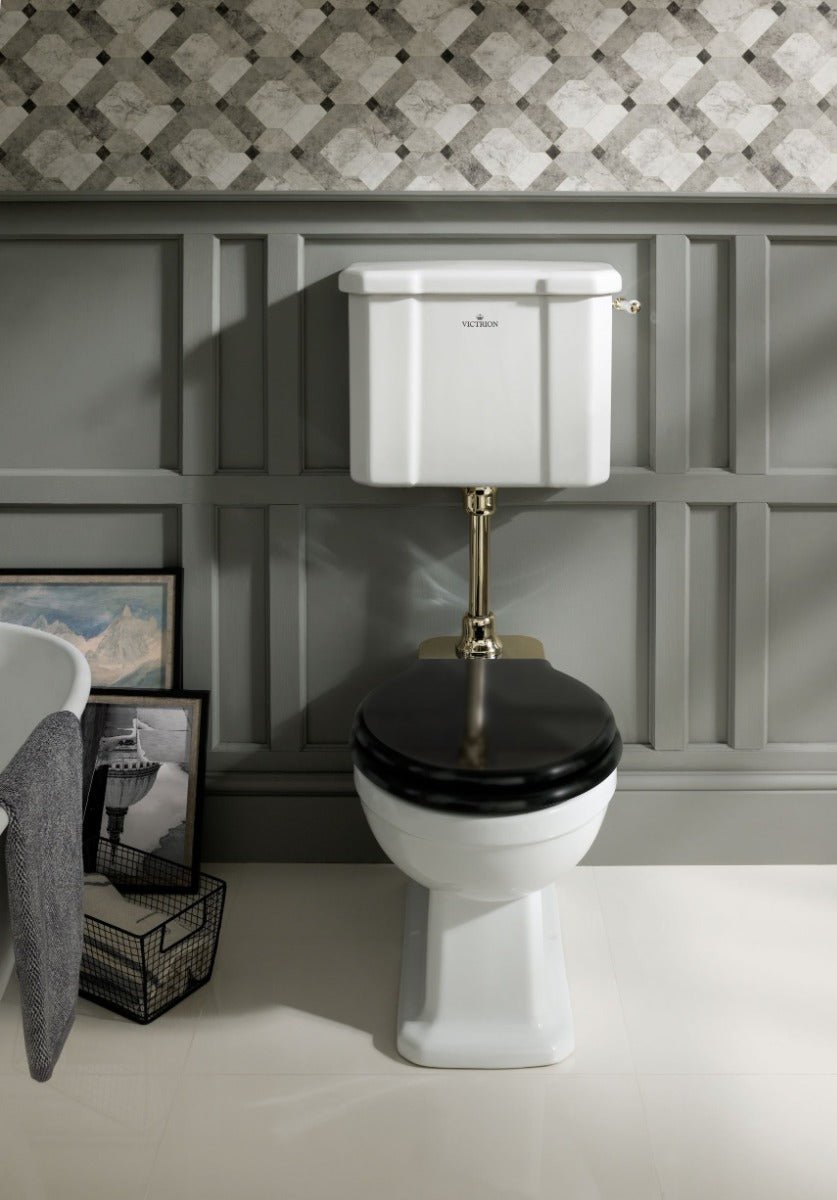 Launde Abbey Flushpipe Mid Height Toilet Flush Pipe Only - Gold - TAP 'N' SHOWER
