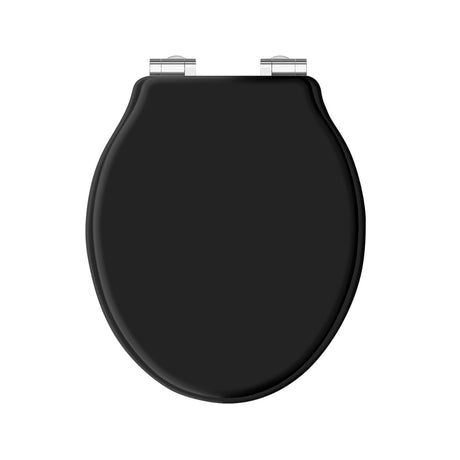 Launde Abbey Victrion Matt Black Soft close Toilet Seat - Chrome 