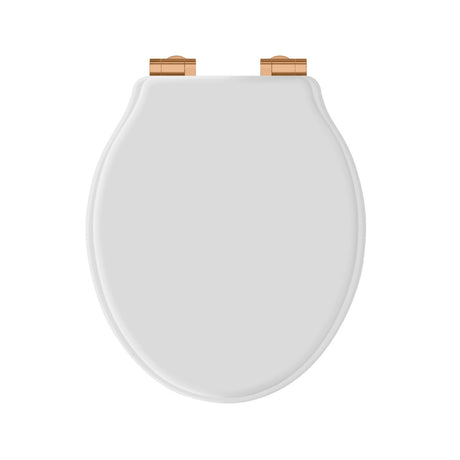 Launde Abbey Victrion White Matt Toilet Soft Close Seat -  Brushed Gold
