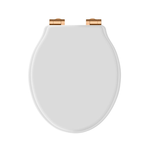 Launde Abbey Victrion White Matt Toilet Soft Close Seat -  Copper