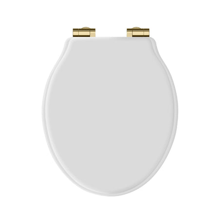 Launde Abbey Victrion White Matt Toilet Soft Close Seat -  Gold
