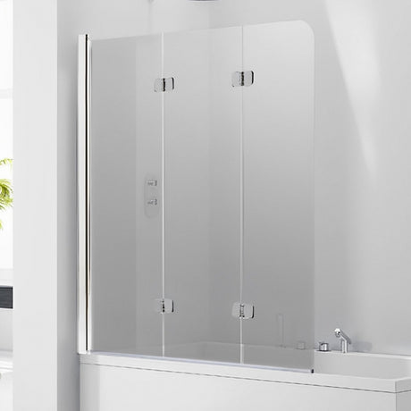 Frontline Aquaglass LH 3 Fold 6mm Glass Bath Screen 1400 x 1200mm - Clear - BE611628L-SMOKE