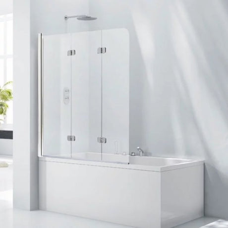 Frontline Aquaglass LH 3 Fold 6mm Glass Bath Screen 1400 x 1200mm - Clear - BE611628L