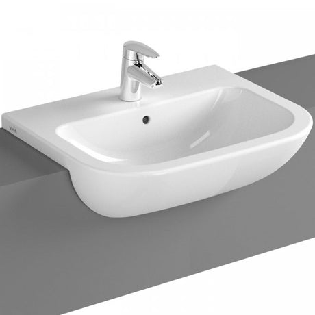 Vitra S20 1 Tap Hole Semi Recessed Basin 550mm Wide - White - 5524B003-0001