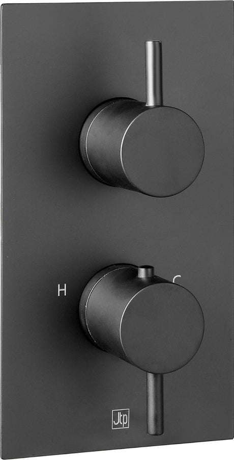 JTP VOS Thermostatic Concealed 2 Outlet Shower Valve - Matt Black - 28671AMB