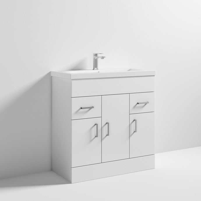 Nuie 3-Door Eden Floor Standing Vanity Unit and Basin 800mm Wide 1 Glo
