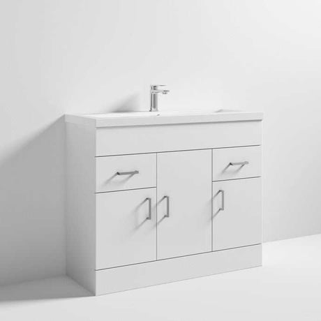 Nuie 3-Door Eden Floor Standing Vanity Unit and Basin-1 Gloss White - 