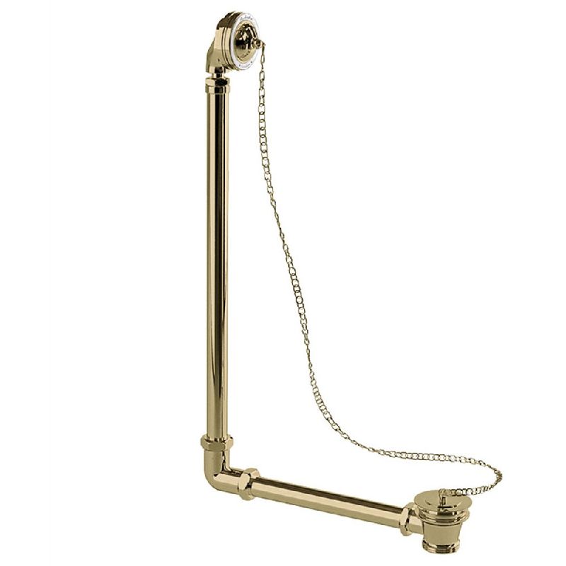 Burlington Gold/White Exposed Bath Plug and Chain Waste - W4GOLD