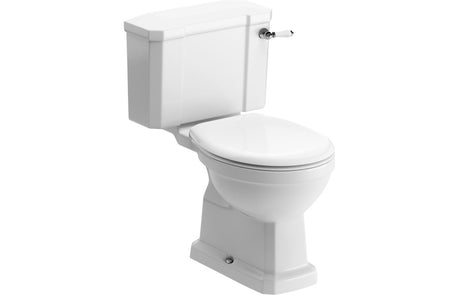 Prystine Teti Traditional Close Coupled Toilet Pan With Lever Cistern & Soft Close Seat - White - PRIS1899