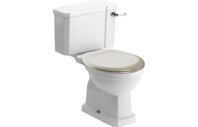 Prystine Teti Close Coupled Toilet With D/F Cistern & Soft Close Seat - Matt Latte - PRIS105578