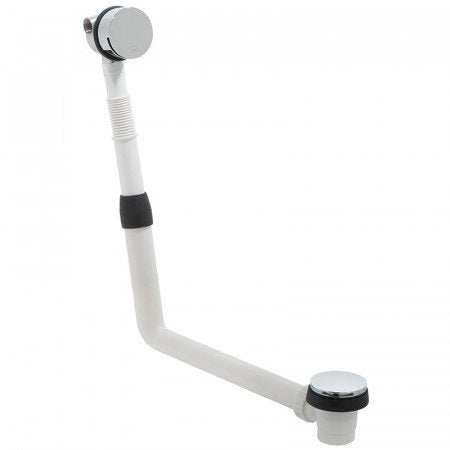Vado Round Bath Filler Waste with chrome finish, push waste, overflow, and threaded connections for modern bathrooms