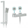 Vado Exposed Shower Valve package in chrome with handheld showerhead and wall-mounted mixer valve