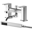 Nuie Windon Modern Pillar Mounted Bath Shower Mixer Tap with Shower Kit - Chrome - WIN304