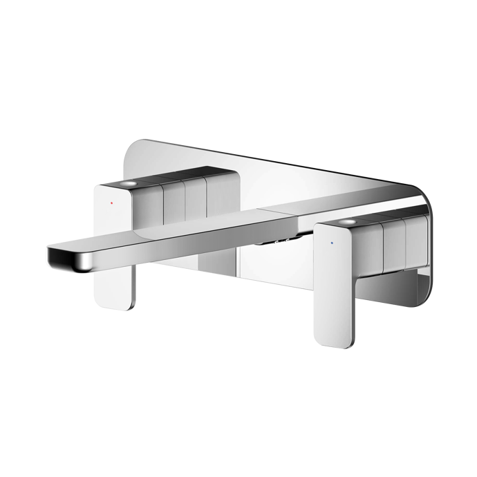 Nuie Windon 3-Hole Wall Mounted Basin Mixer Tap with Plate - Chrome - WIN350