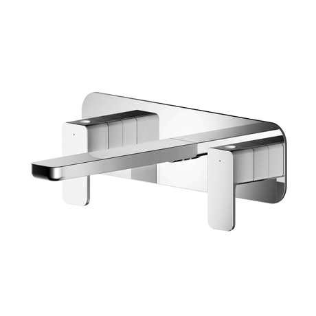 Nuie Windon 3-Hole Wall Mounted Basin Mixer Tap with Plate - Chrome - WIN350
