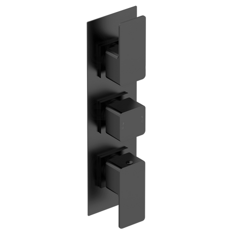 Nuie Windon Diverter triple handle thermostatic concealed shower valve in matt black finish