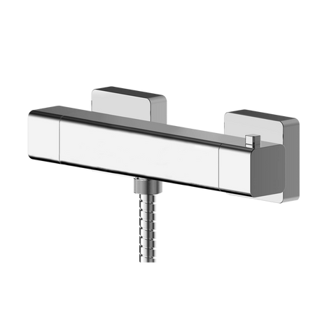 Nuie Windon Square bottom outlet thermostatic bar shower valve in chrome with durable brass construction and anti-scald safety features