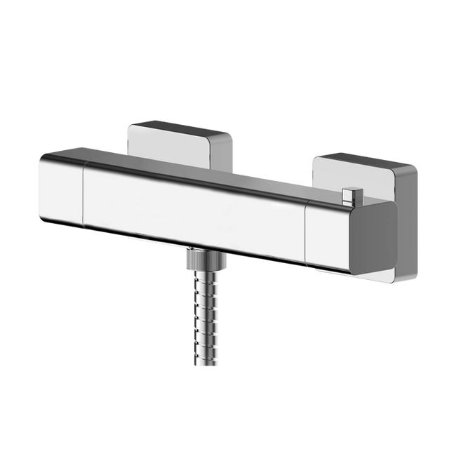 Nuie Windon Square bottom outlet thermostatic bar shower valve in chrome with durable brass construction and anti-scald safety features