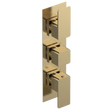 Nuie Windon Diverter triple handle thermostatic concealed shower valve in brushed brass finish