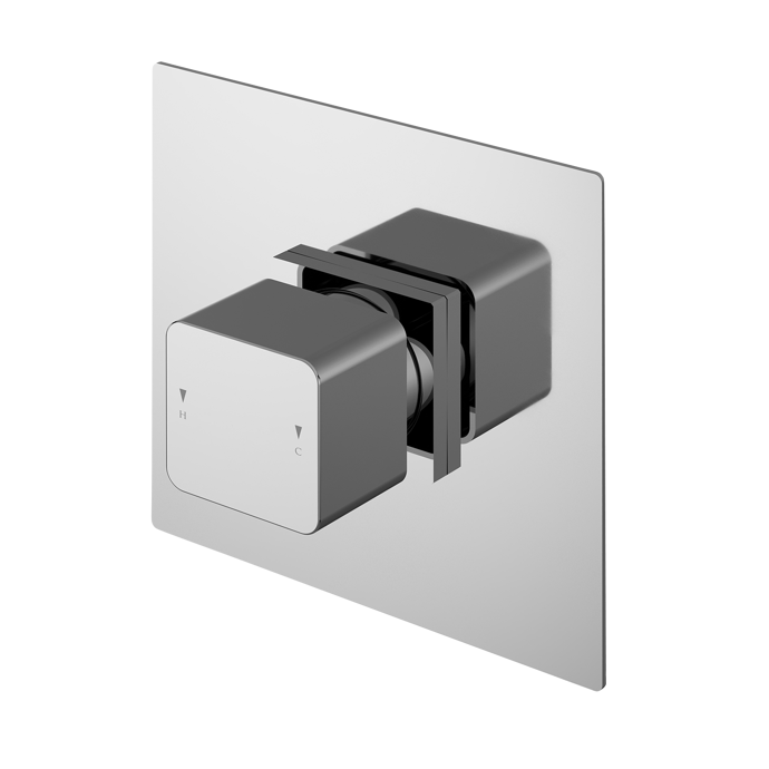Nuie Windon thermostatic shower valve in chrome with temperature control and modern square design