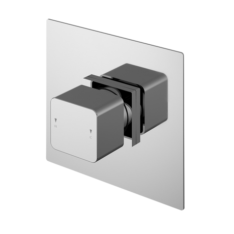 Nuie Windon thermostatic shower valve in chrome with temperature control and modern square design