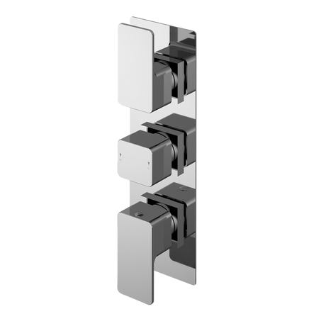Nuie Windon Triple Handle Thermostatic Concealed Shower Valve in chrome with sleek modern design and durable finish