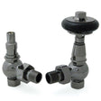 West Amberley Angled Thermostatic Radiator Valves Pair and Lockshield -Black Nickel