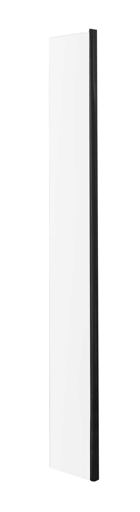 Hudson Reed 215mm x 1950mm bathroom return screen with clear toughened glass and black profile