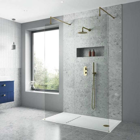 Nuie Arvan Diverter Dual Handle Thermostatic Concealed Shower Valve  - Brushed Brass - ARV8TW02