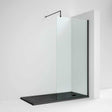 Nuie 8mm Glass Wet Room Screen 1850mm High x 1400mm Wide with Support Bar - Matt Black - WRSCBP14
